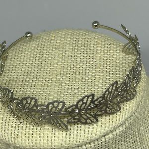 Silvertone Butterfly Bendable Cuff Bracelet‎
